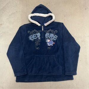 Navy Blue Eeyore Hoodie with White Trim